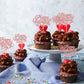 Gyufise 24Pcs Happy Valentines Day Cupcake Toppers Rose Gold Glitter Valentines Day Cupcake Food Decor For Wedding Anniversary V