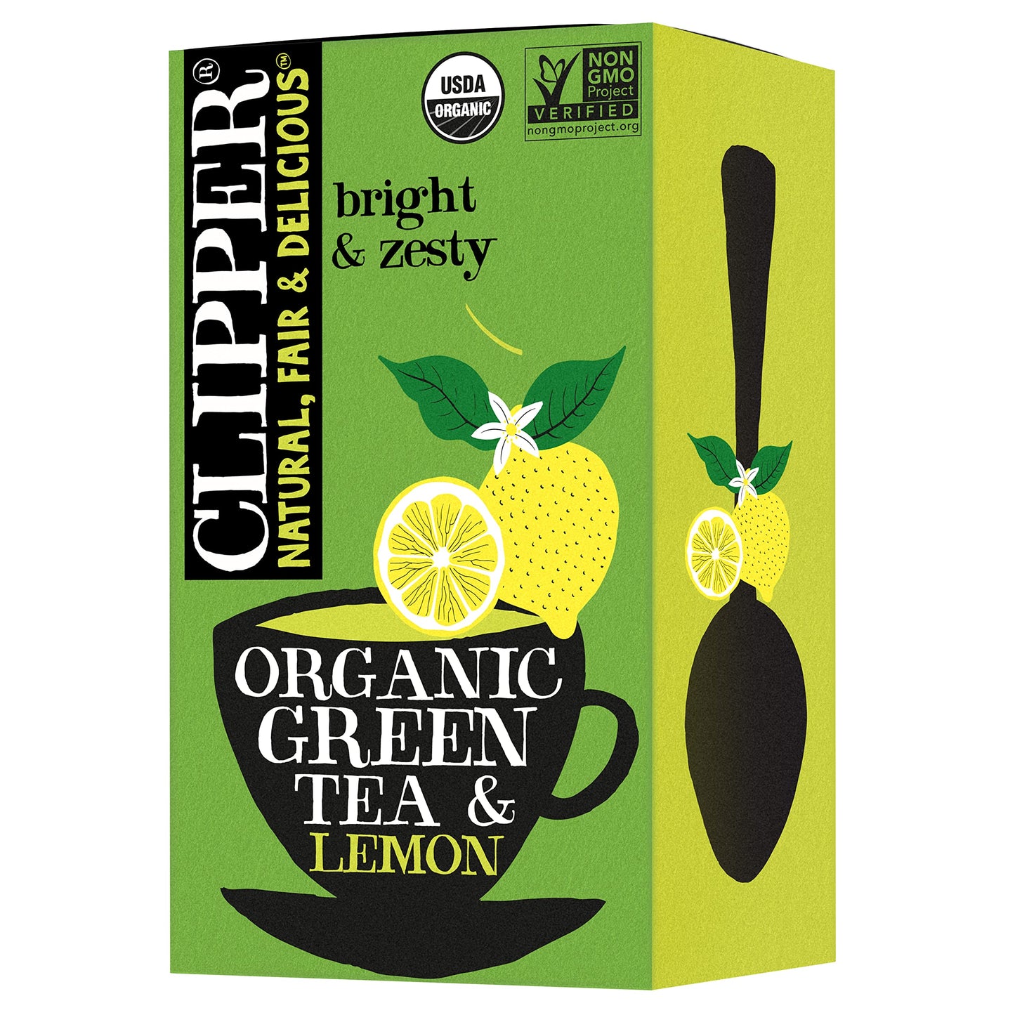 Clipper Tea Organic Fairtrade Green Tea Lemon - USDA Organic, Non-GMO, Fair Trade, Sustainable Caffeinated Tea, 1 Pack, 20 Unble