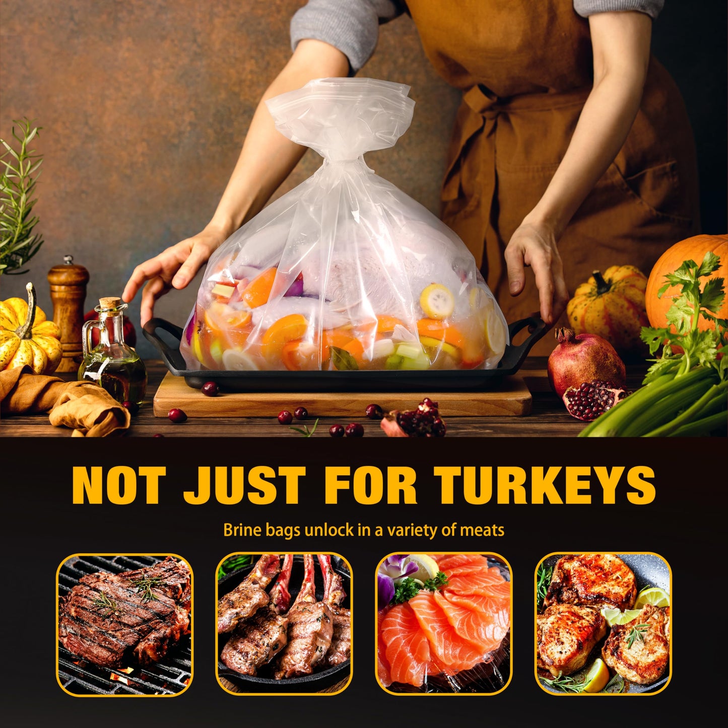 Turkey Brining Bags Kit of 2 Extra Large  21.6?19.6  Brine Bag with Double-Zippered for Secure Seal  Heavy Duty with Gusseted Bottom  Holds up to 30lbs  Secret to Juicy Turkeys
