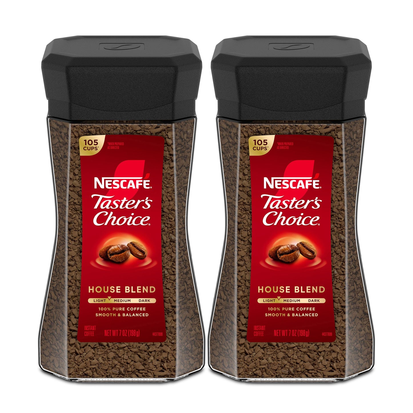 NESCAFÉ Tasters Choice Instant Coffee, Light Medium Roast, House Blend, 2 Jars (7 Oz Each)