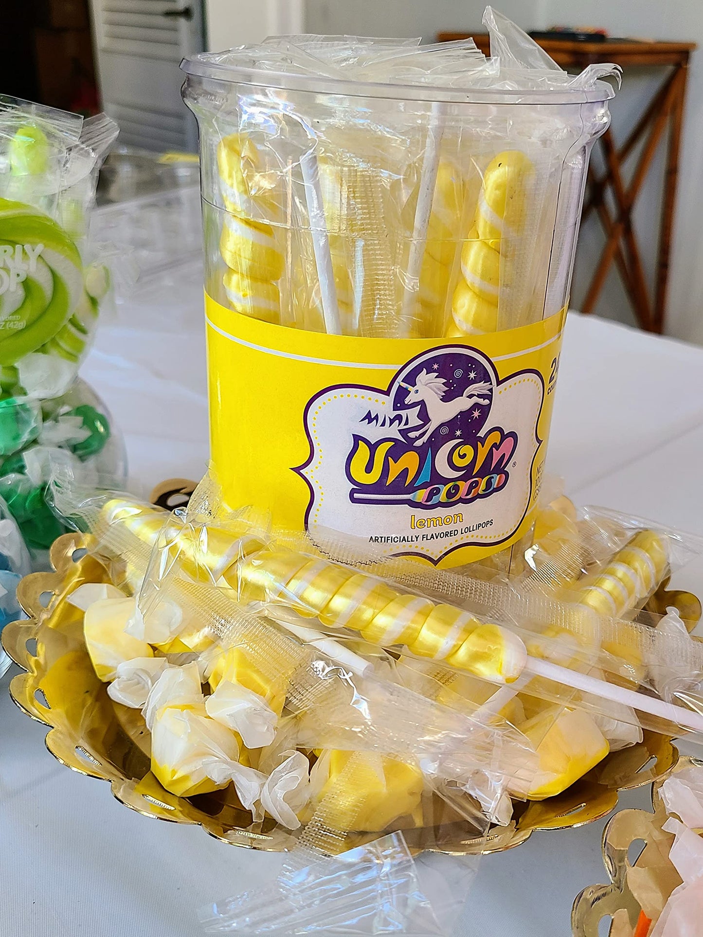 Unicorn Pops 48 Count - Individually Wrapped Unicorn Lollipops - Great For Party Favors, Candy Buffets, Kosher Candy (Lemon (Yel