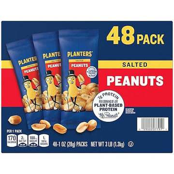 PLANTERS Salted Peanuts - 48 Count (1-Ounce Packs) - Perfect Snack for On-the-Go or Sharing