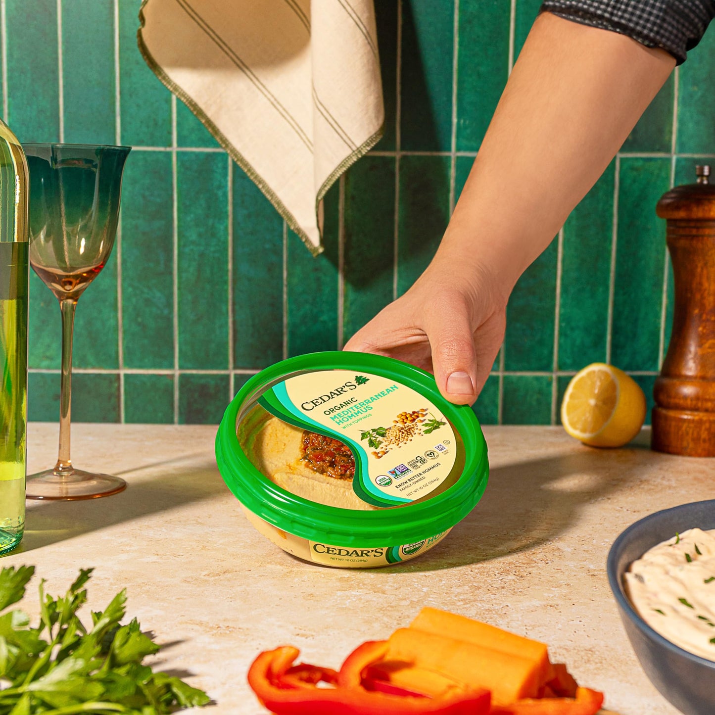 Cedars Topped Organic Mediterranean Hummus