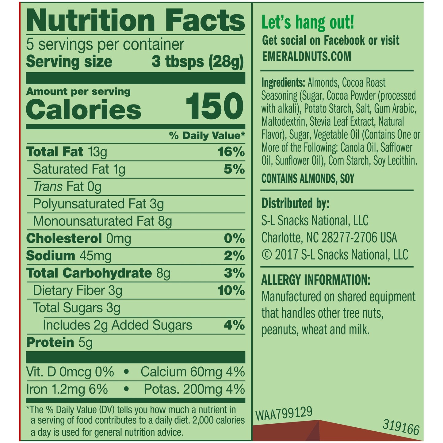 Emerald Nuts, Cocoa Roast Almonds Variation (5 Ounce (Pack of 4))