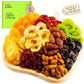 NUT CRAVINGS Gourmet Collection - Rosh Hashana & Shana Tova Dried Fruit & Mixed Nuts Gift Basket in Wooden Apple-Shaped Tray (9 