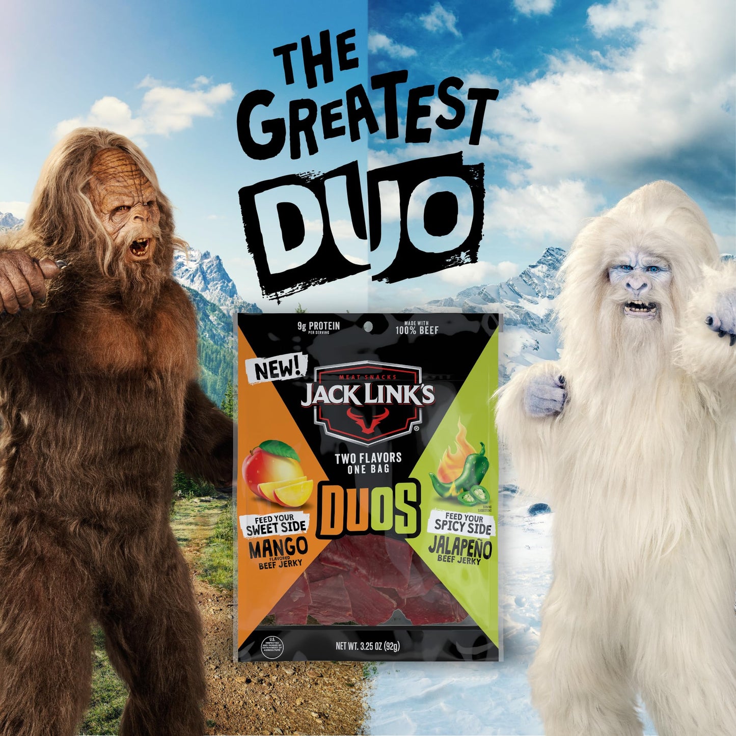 Jack Link s DUOs Jalapeo and Mango Beef Jerky, Shareable Under 100 Calories Snack Packs with 9g of Protein, Bulk Pack of Indivi