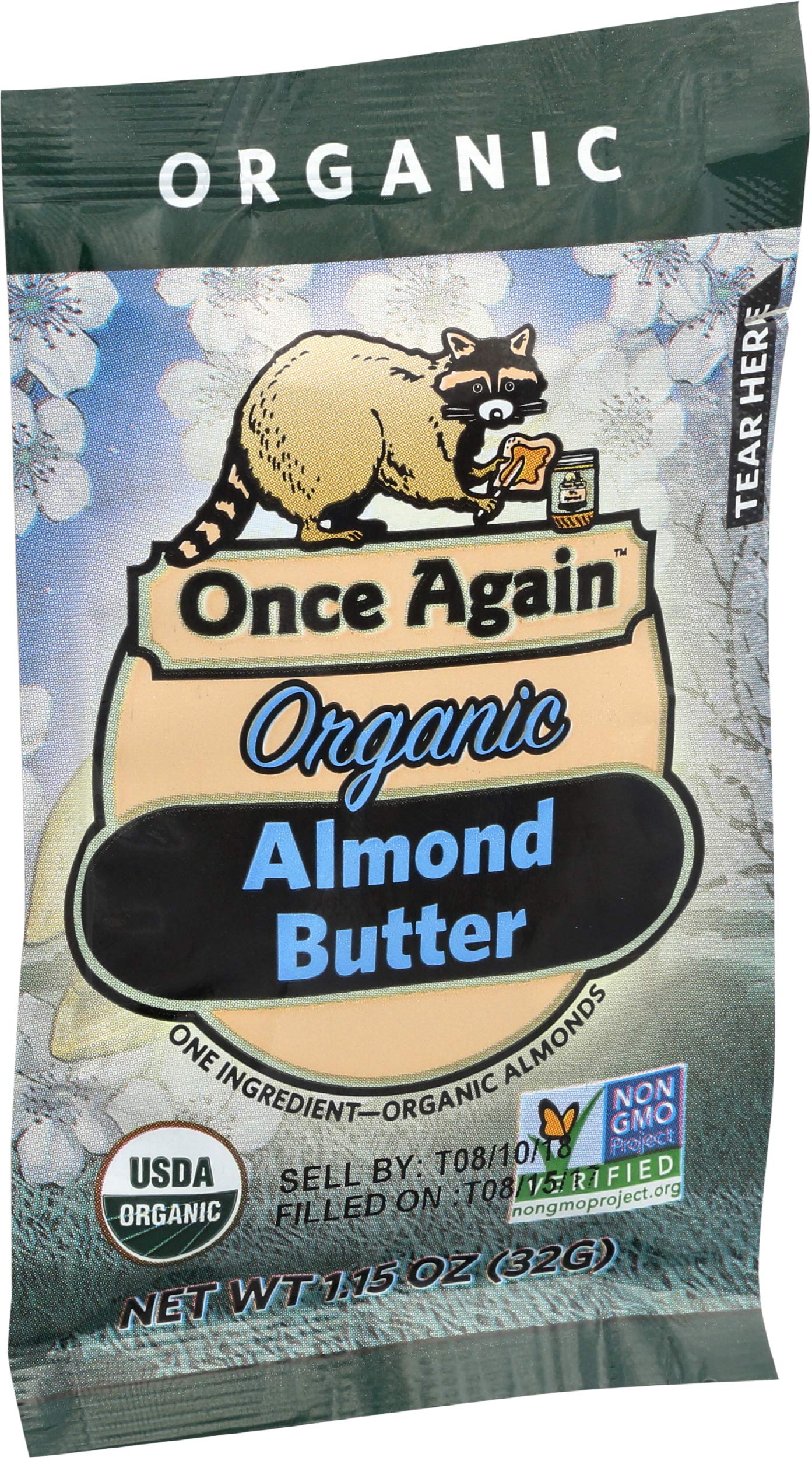 Once Again Organic Creamy Almond Butter, Non GMO, 1.15 Ounces (Pack Of 10)