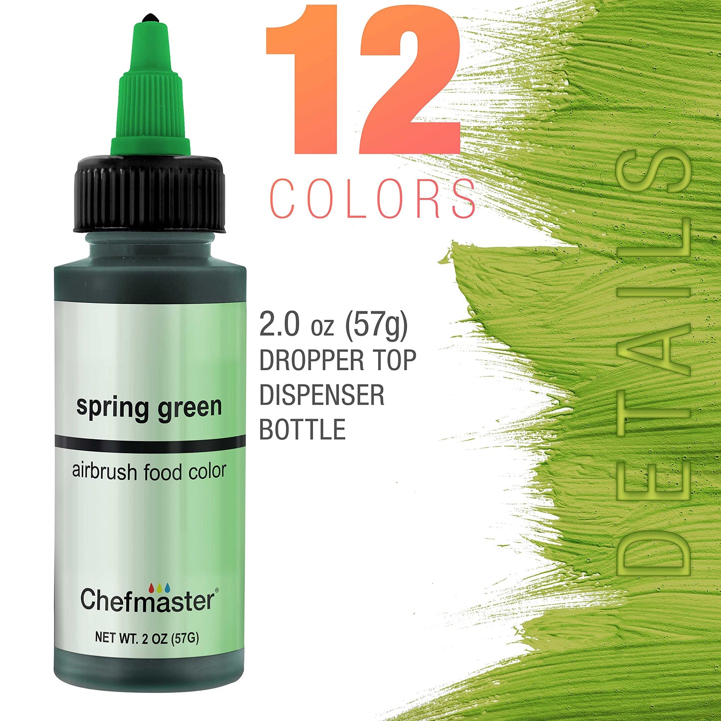 U.S. Cake Supply Airbrush Cake Color Set - The 12 Most Popular Colors in 2.0 fl. oz. Bottles with Color Mixing Wheel - Safely Ma