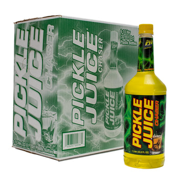 Pickle Juice Chaser 1 Liter Bottles - For Pickle Backs - Electrolyte Juice for Day & Night Time Cramp Relief - 6 Pack