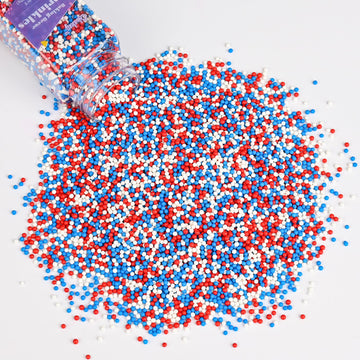 Cobakey Patriotic Sprinkles for Baking, 4th of July Sprinkles for Cupcakes, Red White and Blue Nonpareils Candy Perfect for Inde