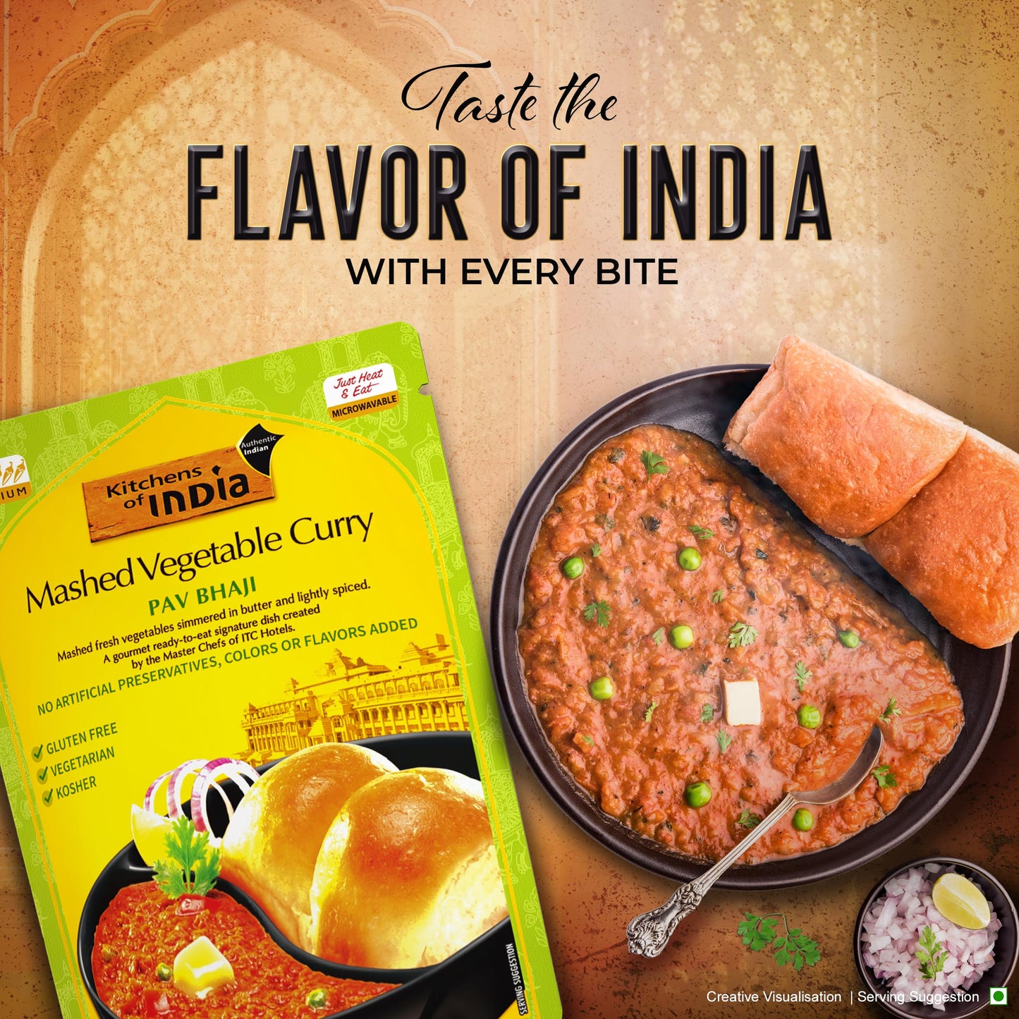 Kitchens Of India Ready To Eat Pav Bhaji, Mashed Vegtable Curry, 10-Ounce Boxes (Pack Of 6)