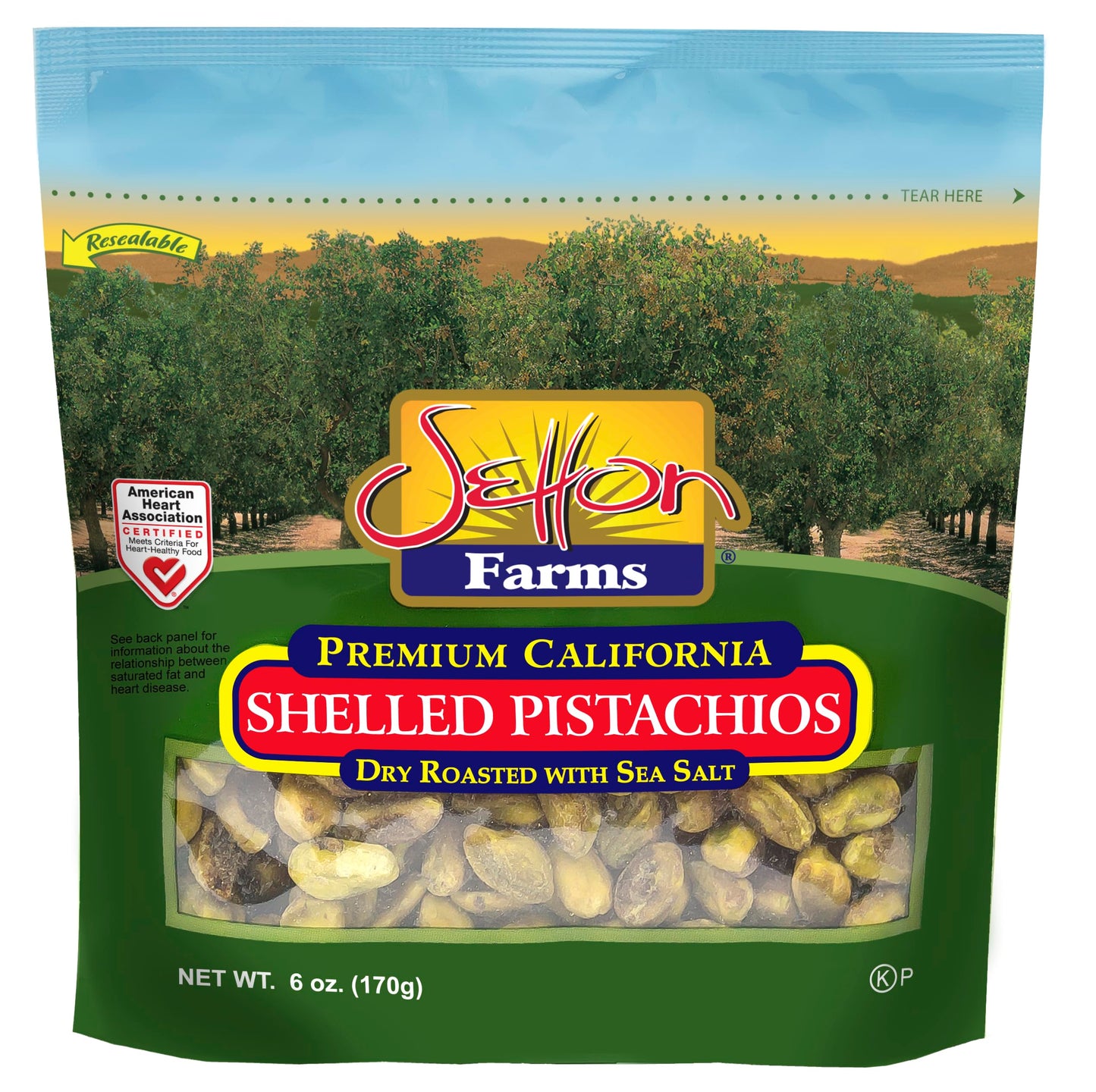 Setton Farms Roasted & Salted California Shelled Pistachios, 6 Oz Bag, Non-GMO, Gluten Free, Vegan, Kosher