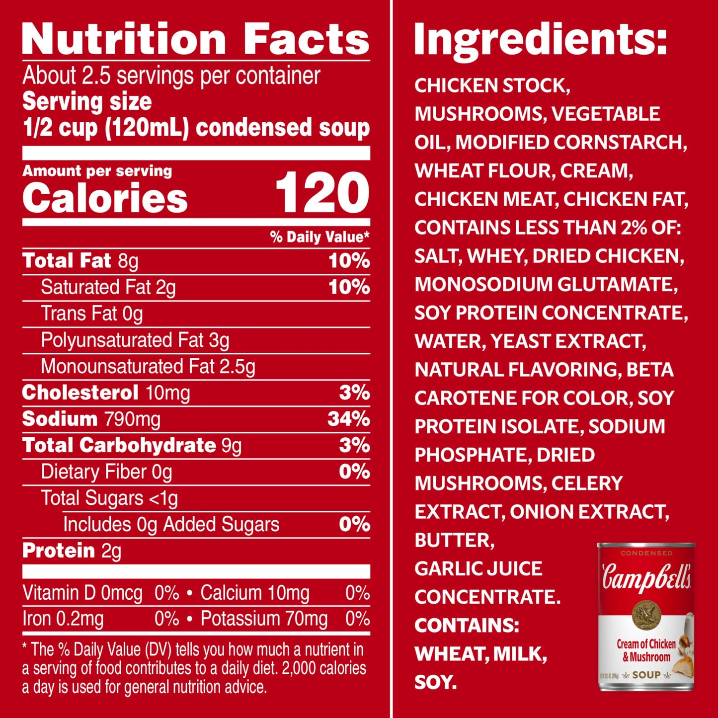 Campbell'S Condensed Cream Of Chicken And Mushroom Soup, 10.5 Oz Can (12 Pack)
