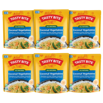 Tasty Bite Hot & Spicy Coconut Vegetables, 10 Ounce, Pack of 6, Ready to Eat, Microwavable Entree, Vegetarian, Packaging May Var
