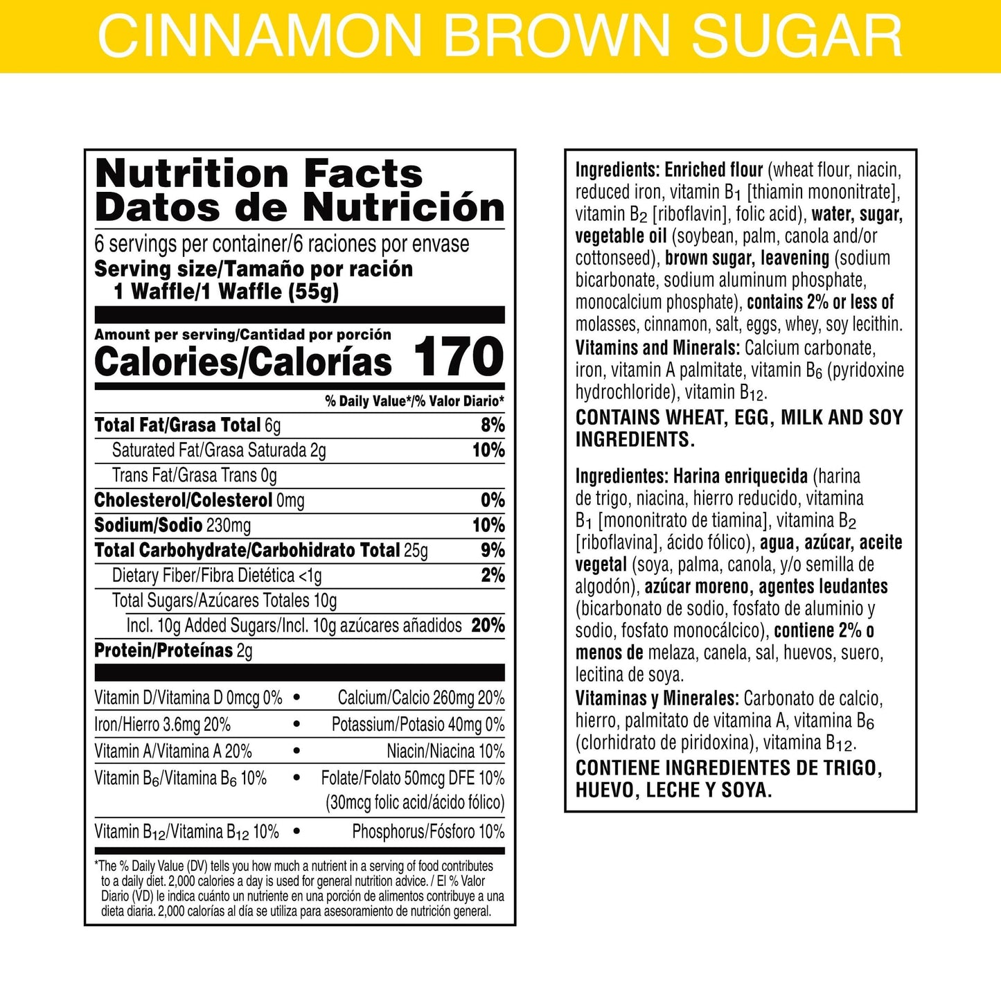 Eggo Thick And Fluffy Cinnamon Brown Sugar Waffles, Belgian Style, 11.6 Oz 6 Count (Frozen)