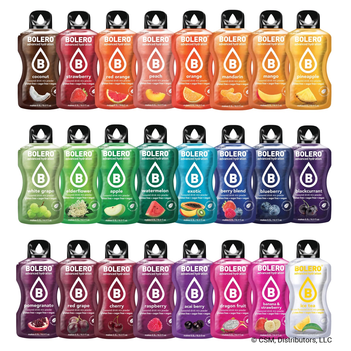 BOLERO Sugar Free Drink Mix Variety Pack | 64 Powdered Water Flavor Packets | 16.9 Ounce On-the-Go Drink Mixes