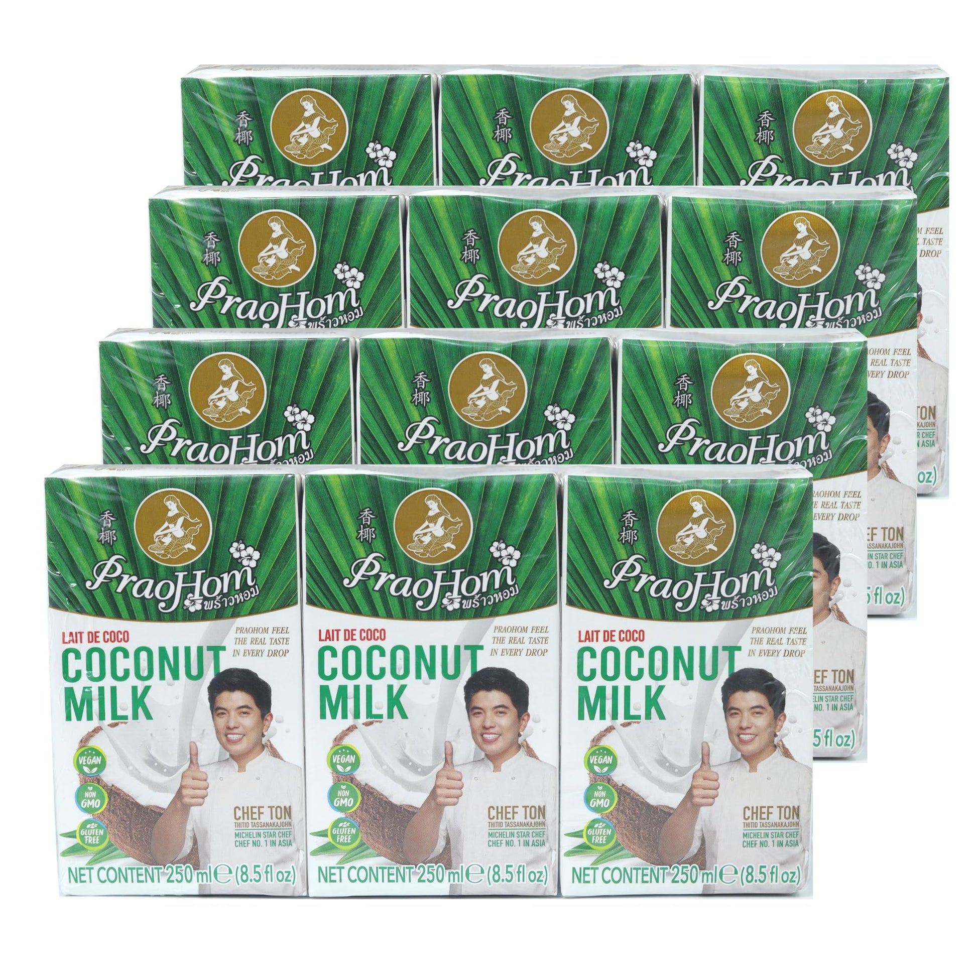 PRAOHOM Coconut Milk - Dairy Free Milk Alternative - 8.5 Fl Oz (Pack of 12) - Pure Thai Coconut Milk, No Added Sugar