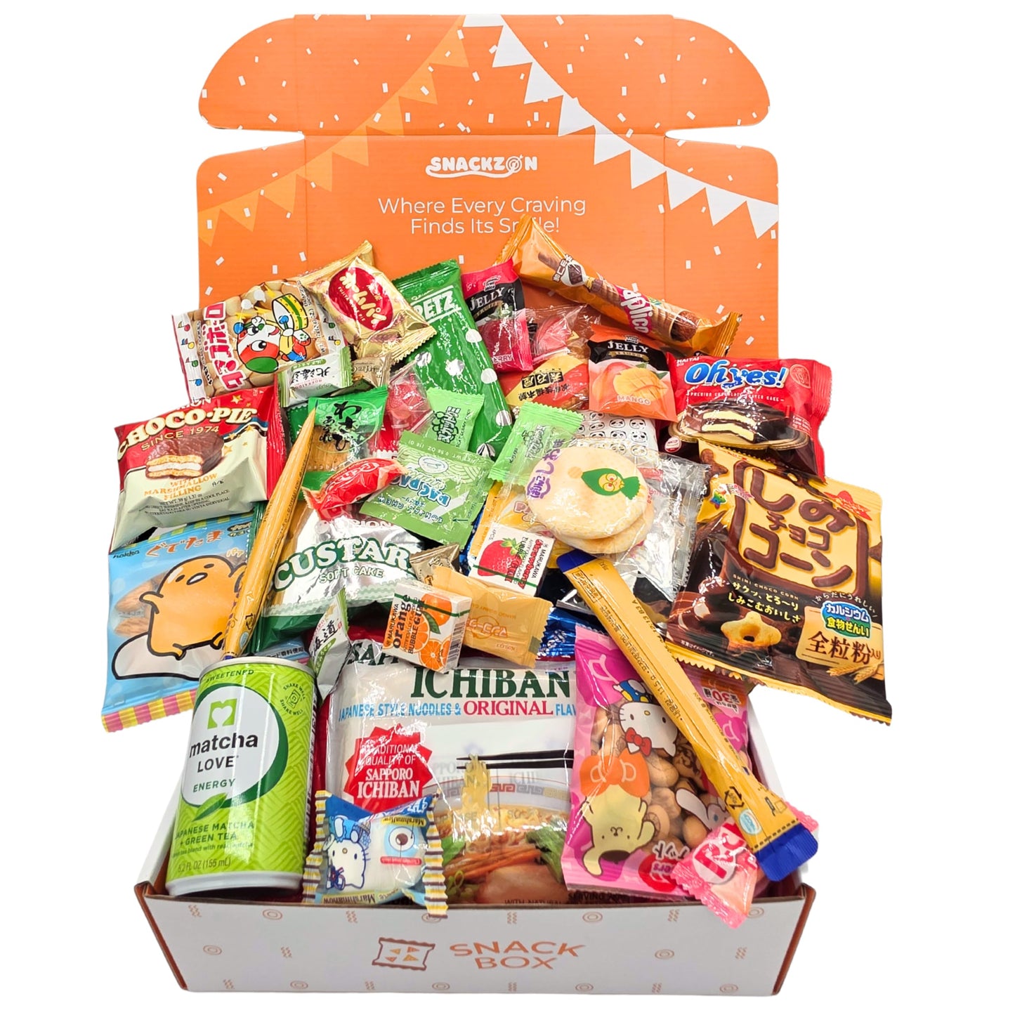 Snackzon 44-Piece Assorted Japanese Korean Snacks Gift Set - Sweet & Savory Assortment From Japan, Korea & More