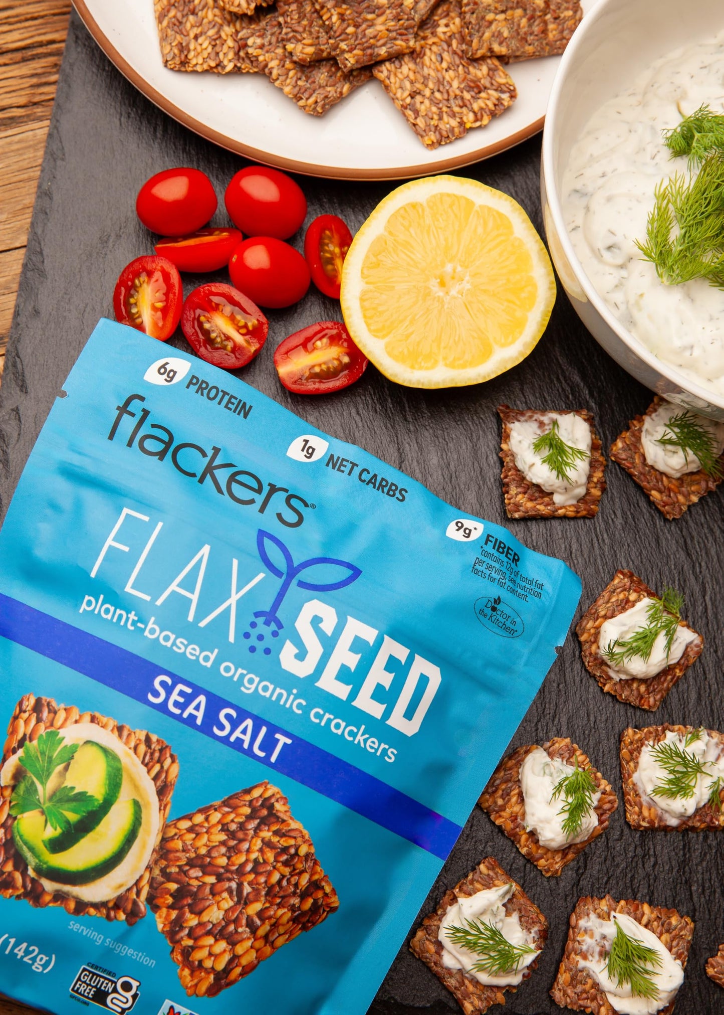 Flackers Organic Sea Salt Flaxseed  ers, Gluten Free, Vegan, Keto Snack, 5 Ounce (Pack of 12), Non GMO