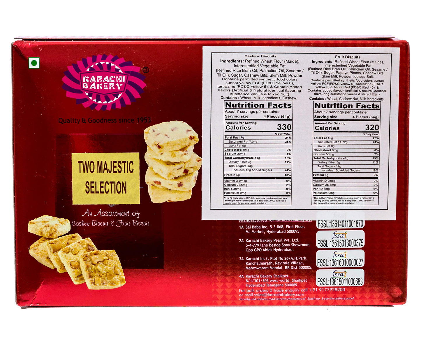 Karachi Bakery Double Delight Fruit Biscuit With Cashew, 400G