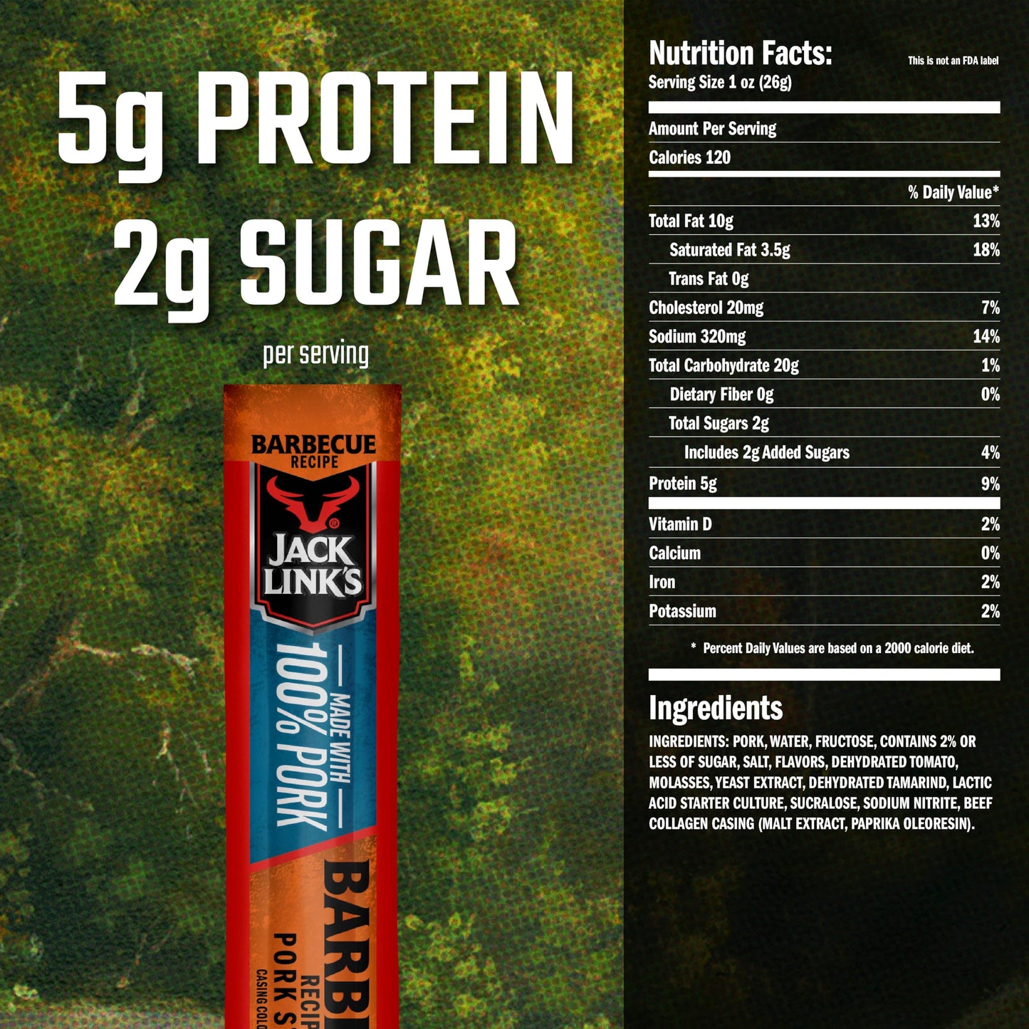 Jack Links Meat Sticks, Barbecue Pork Recipe, 5g Protein, 20 Count, Keto & Paleo Friendly, Individually Wrapped
