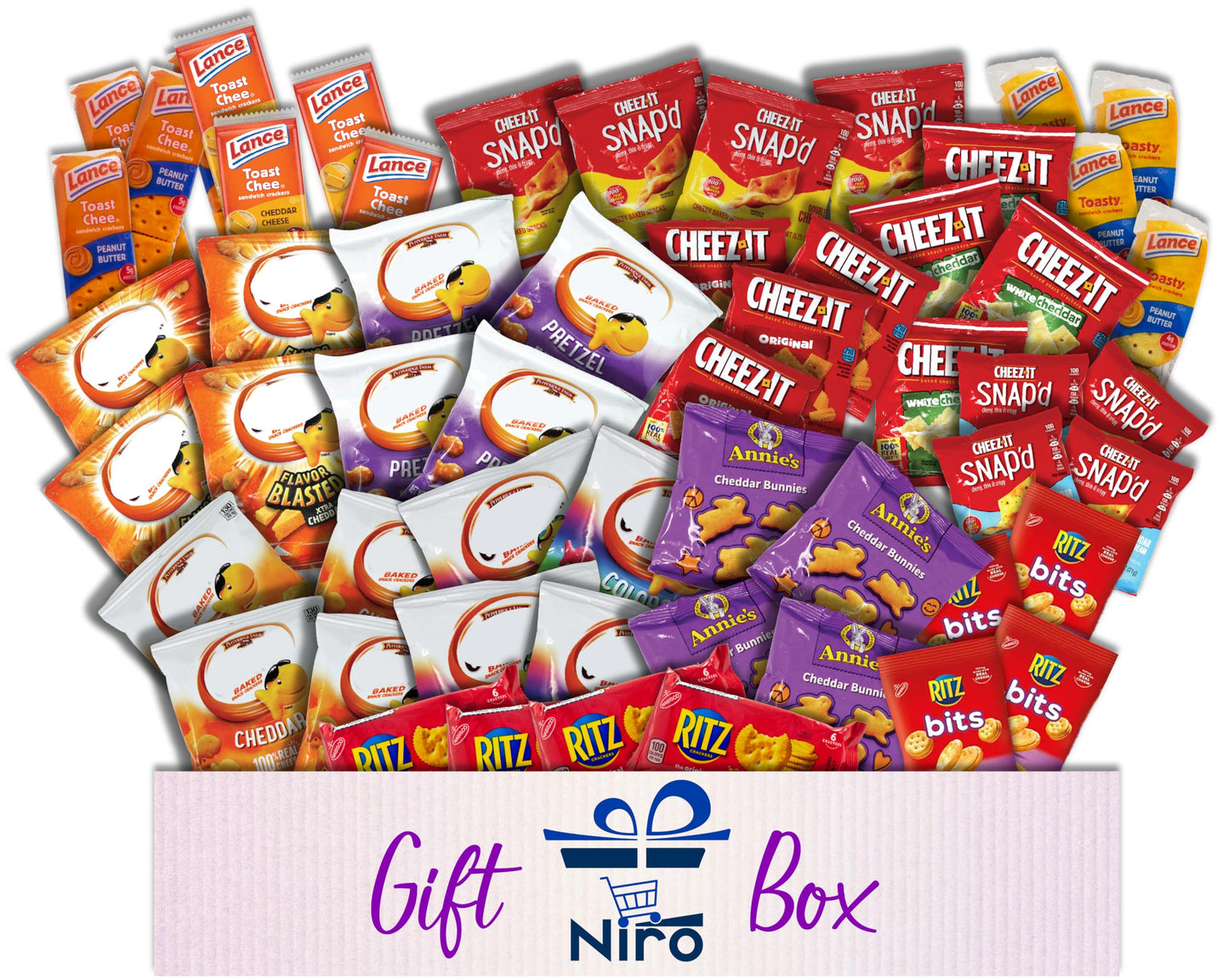 Niro Gift Basket Assortment | 60 Pack Individual Bags Cheese  Ers Variety Pack | Snacks For Mature-Themeds And Children | The Perfect Care Package
