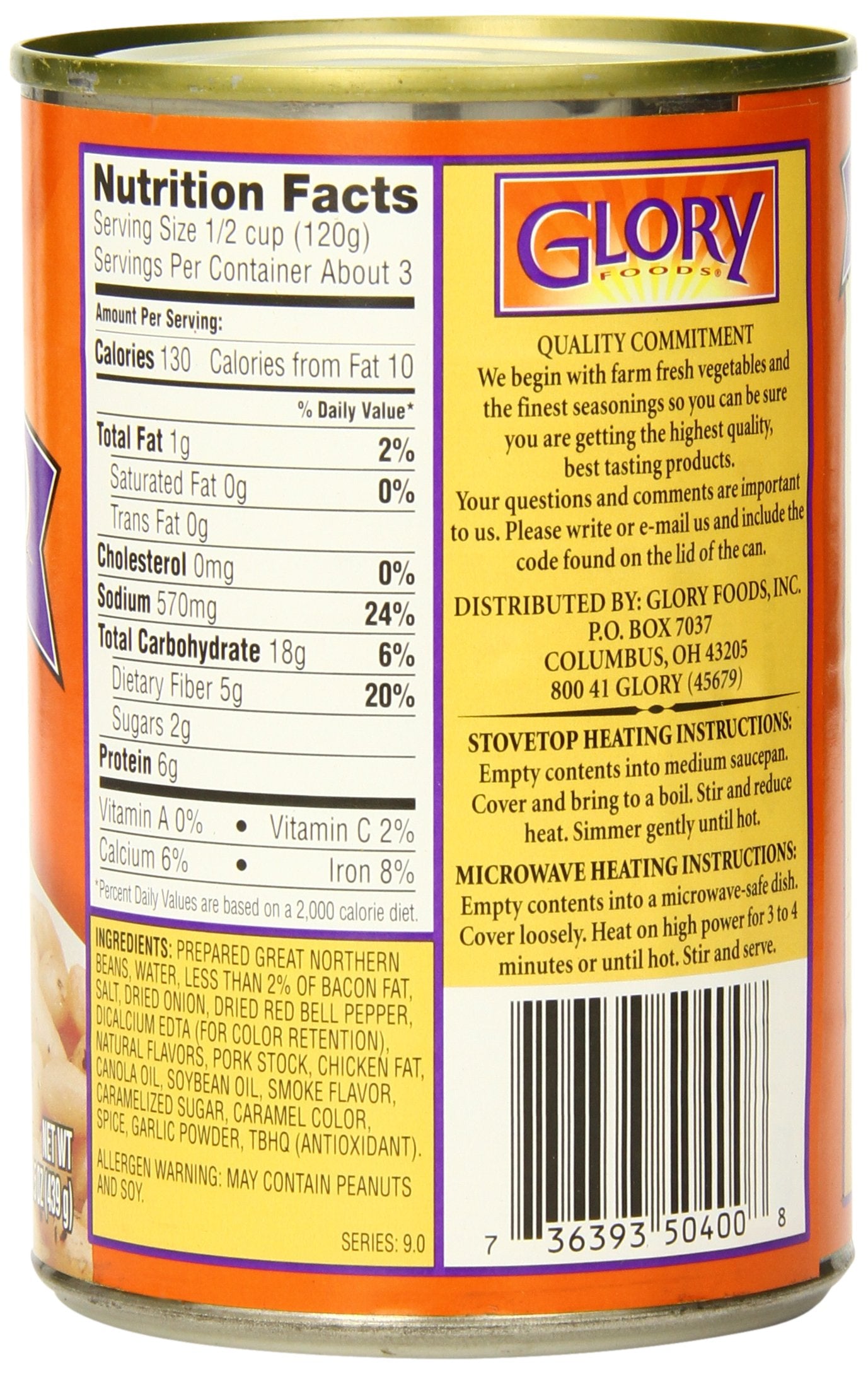 Glory Foods, Great Northern Beans, 15.5Oz Can (Pack Of 6)