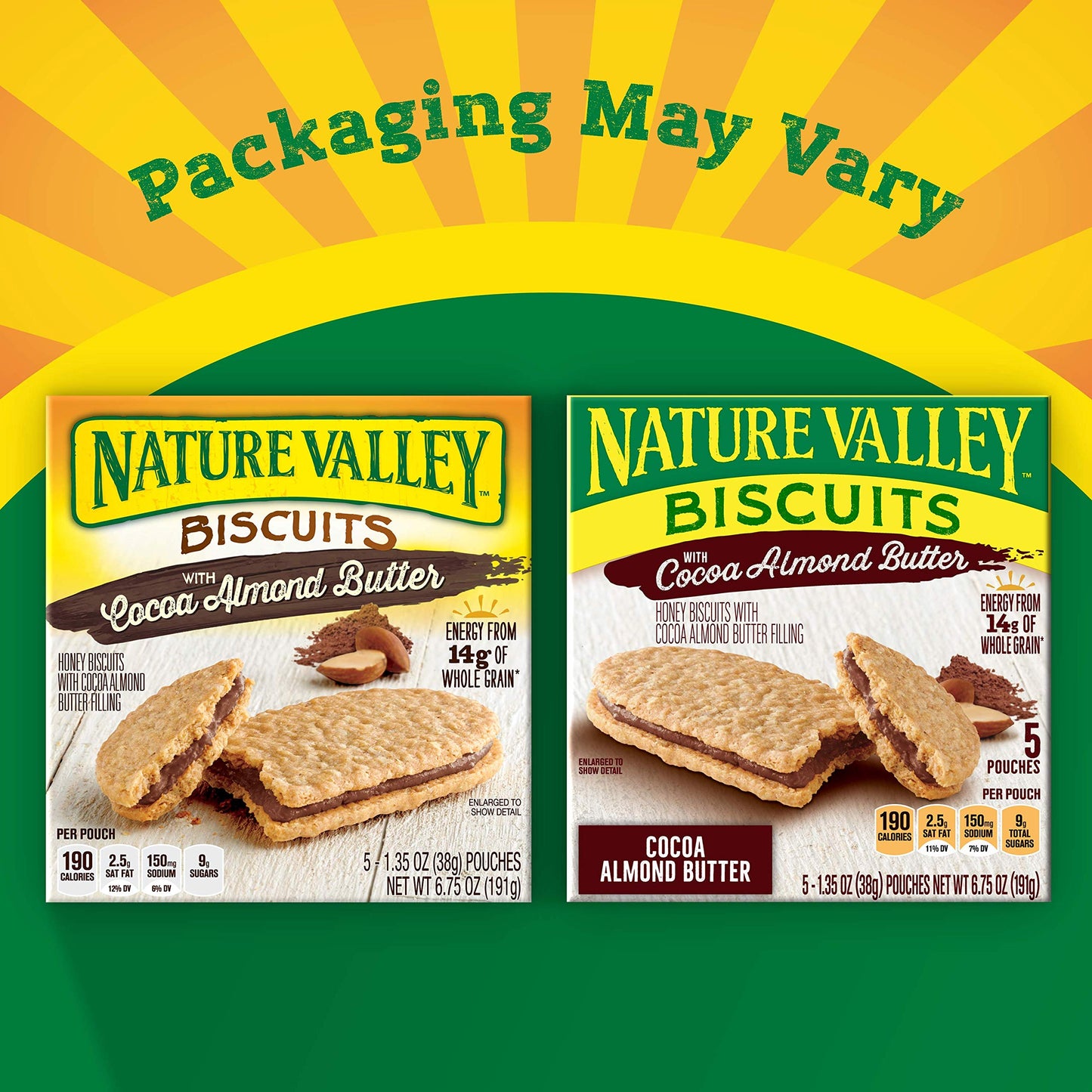 Nature Valley Biscuits With Cocoa Almond Butter Filling, 5 Ct, 6.75 Oz (Pack Of 12)