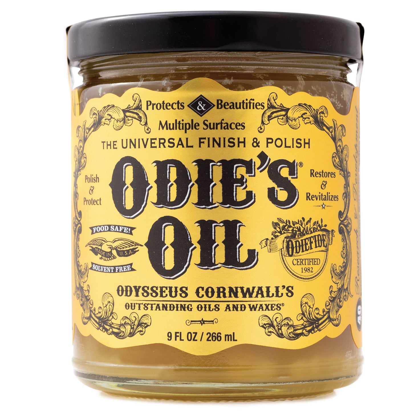 Odie'S Oil        Universal Finish For Wood        Leather        Plastic        Vinyl        Metal And More        9 Ounce Glas