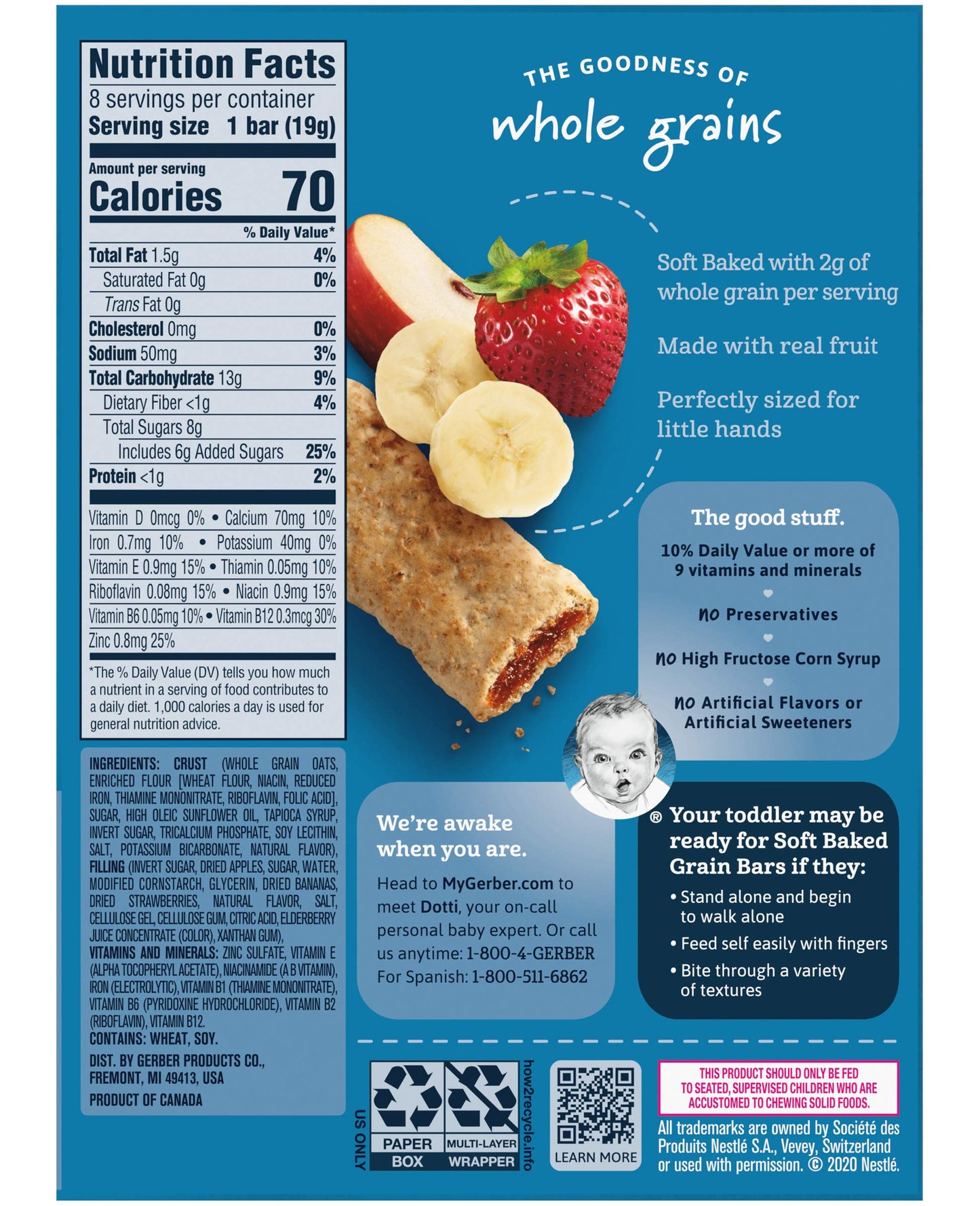 Gerber Graduates Cereal Bars Strawberry Banana - 5.5Oz. (Pack Of 4)