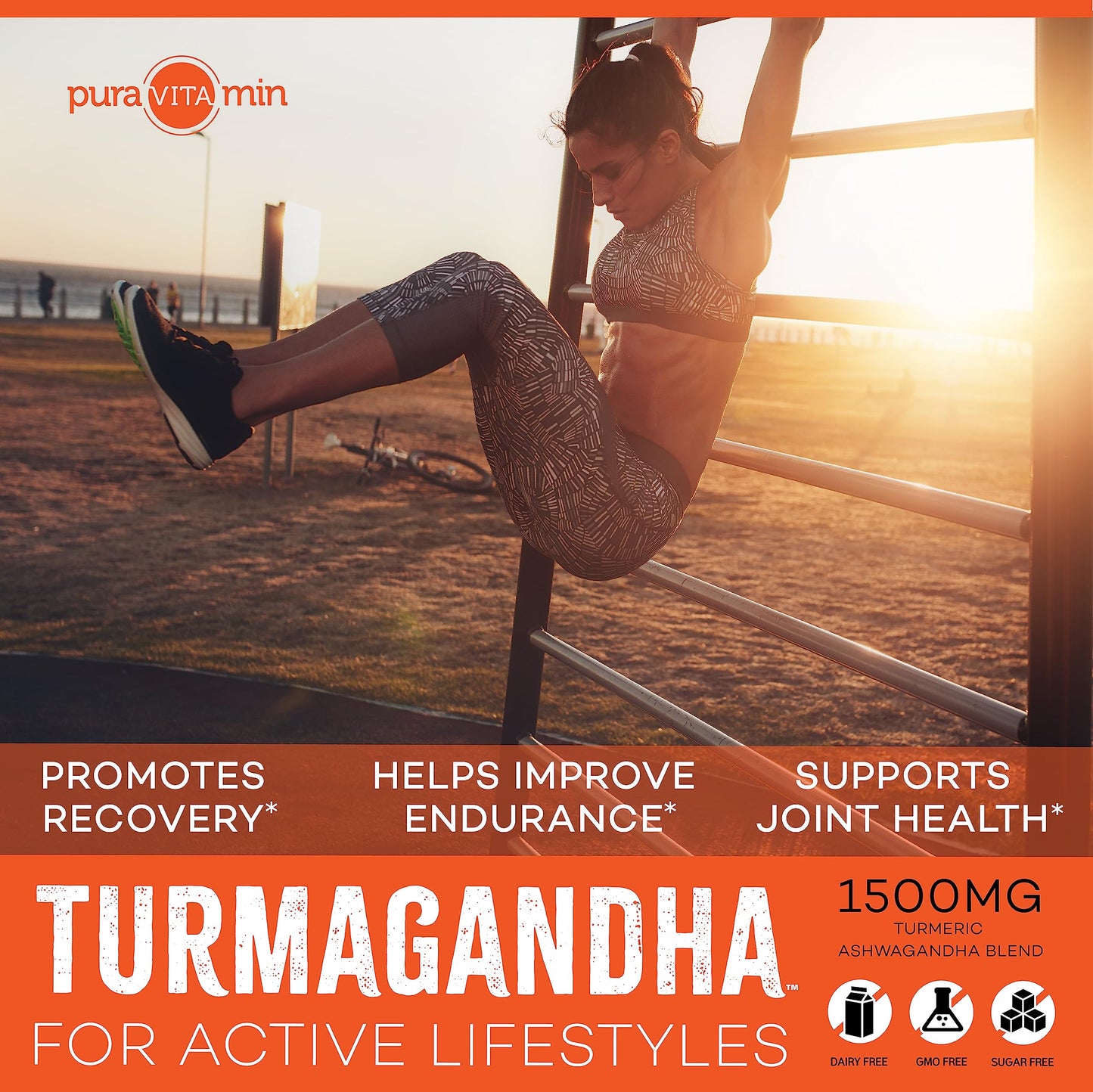 Turmagandha Turmeric Ashwagandha Root Blend dietary product - 1500mg, Non-GMO, Vegetarian, 90 compact pieces, Orange