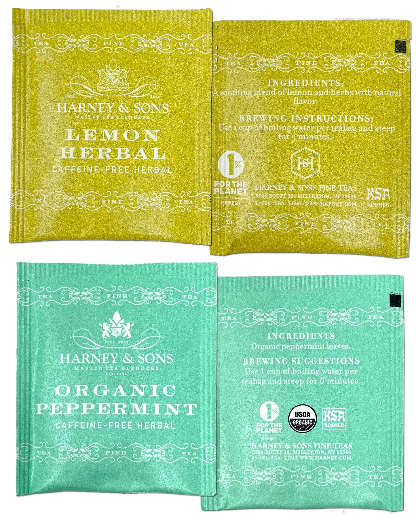 Harney & Sons Assorted Tea Bag Sampler, 40 Count, Caffeine Free Herbal Tea Variety Pack
