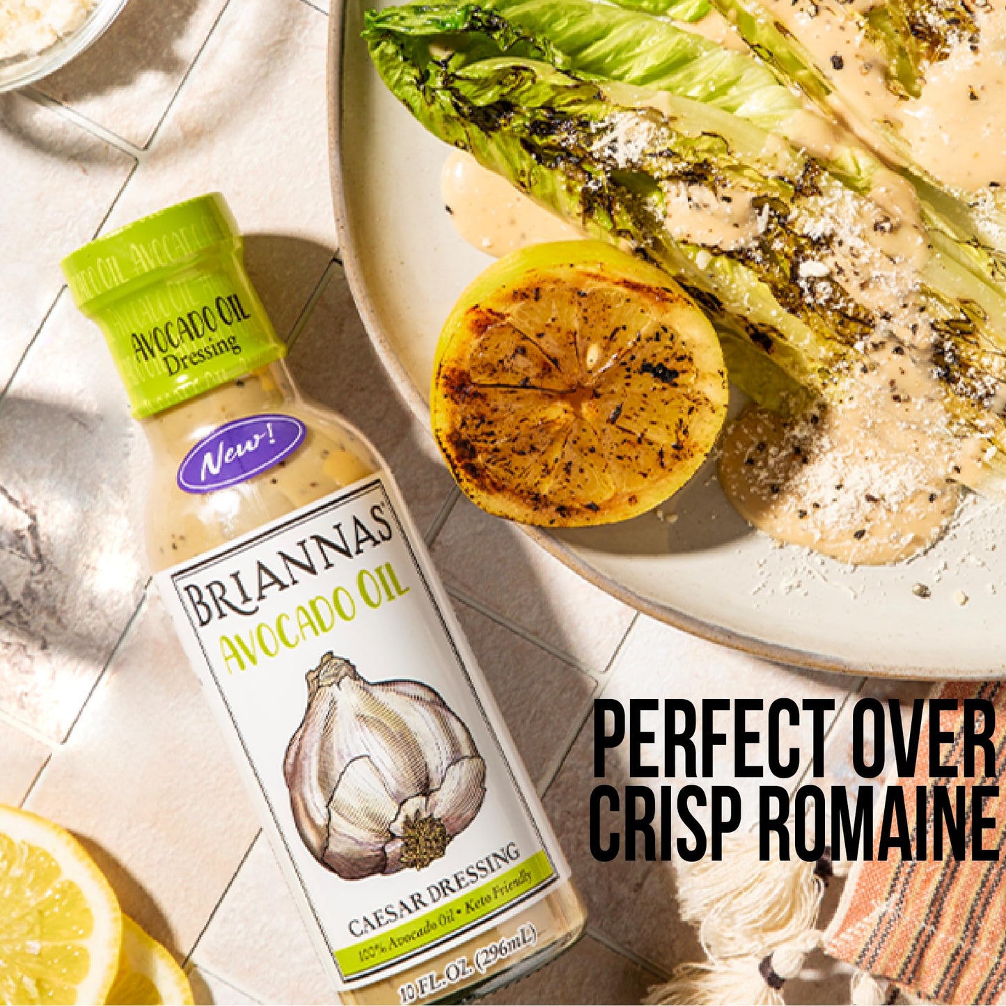 BRIANNAS Avocado Oil Caesar Dressing - Keto Friendly, Dairy Free - 10 Fl Oz Bottle