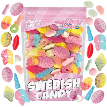 BUBS Swedish Candy Mix 1.5 Pound Bag With 14 Flavor Variety, Sweet and Sour Foam and Gummy Candy - BUBS, Ahlgrens Bilar, S-Mrke,