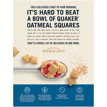 Quaker Oatmeal Squares Breakfast Cereal, Brown Sugar, 21Oz Box