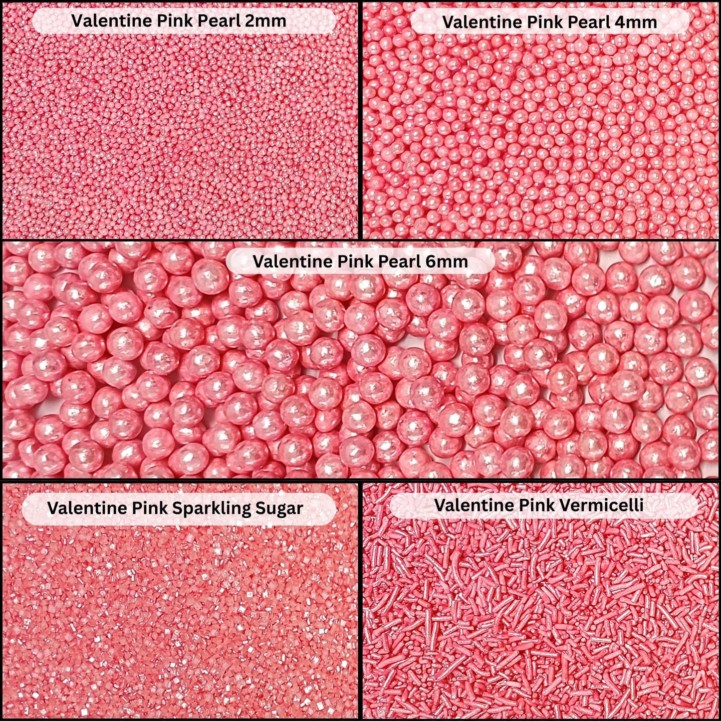 Confect Valentines Day Sprinkles Mix - Pink Pearl Dragees, Jimmies & Edible Mix Dragees, Jimmies & Sparkling Sugar For Cake & Cu
