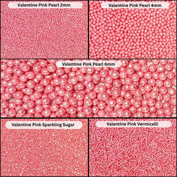 Confect Valentines Day Sprinkles Mix - Pink Pearl Dragees, Jimmies & Edible Mix Dragees, Jimmies & Sparkling Sugar For Cake & Cu