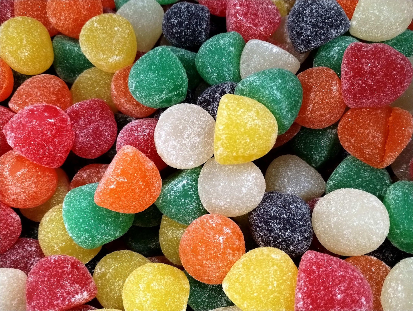 Assorted Sugar Sanded Fruit Juju Gum Drops - 1 lb of Fresh Delicious Bright Chewy Lemon Lime Orange Cherry Pineapple Grape Bulk 