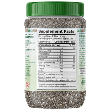 Sanar Naturals Chia Seeds - Omega-3, High Fiber and Protein Source - for Smoothies, Salads and More - Keto and Paleo Friendly -