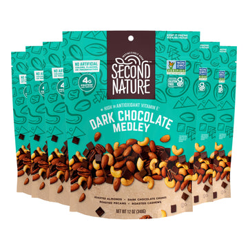 Second Nature Dark Chocolate Medley Trail Mix, 12 Oz. Resealable Pouch (Pack Of 6) - Certified Gluten-Free Snack Mix - Dark Choc