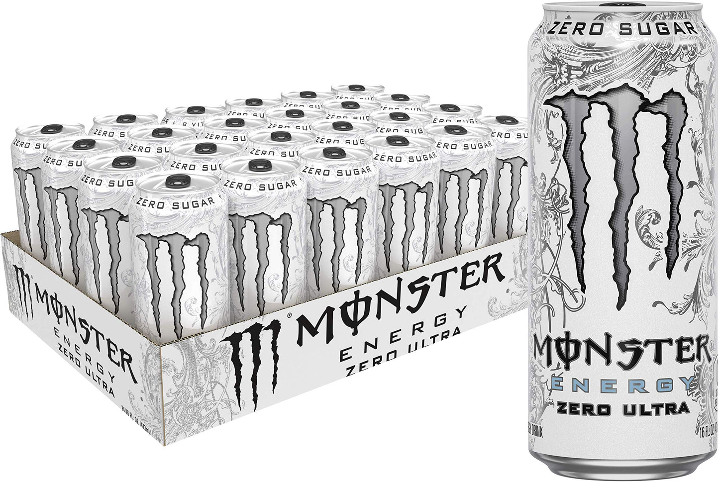 Monster Energy Zero Ultra Sugar Free Energy Drink, 16 Ounce, Pack of 24
