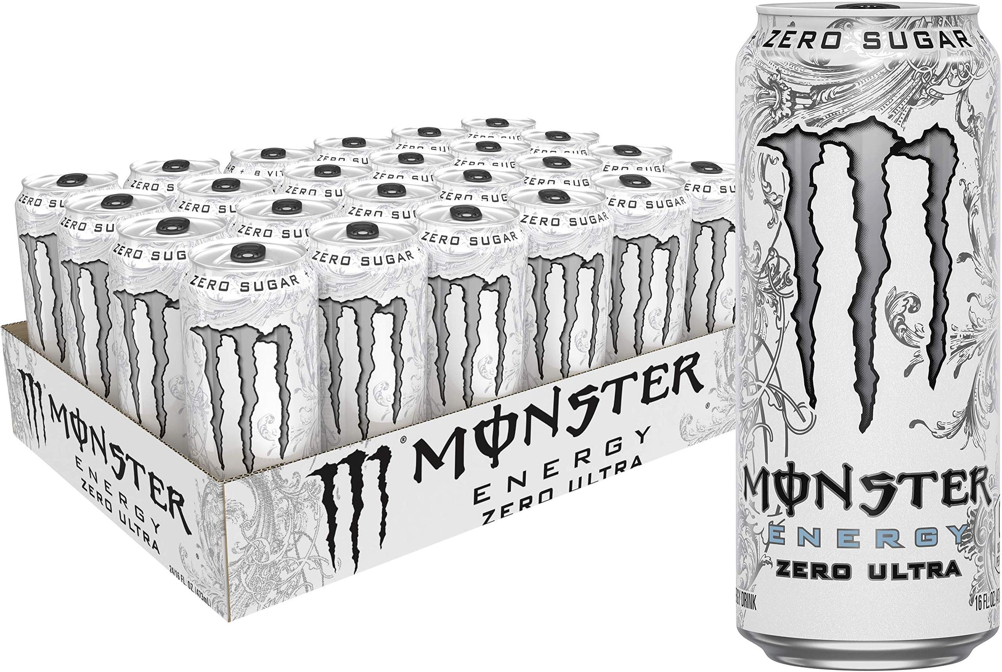 Monster Energy Zero Ultra Sugar Free Energy Drink, 16 Ounce, Pack of 24