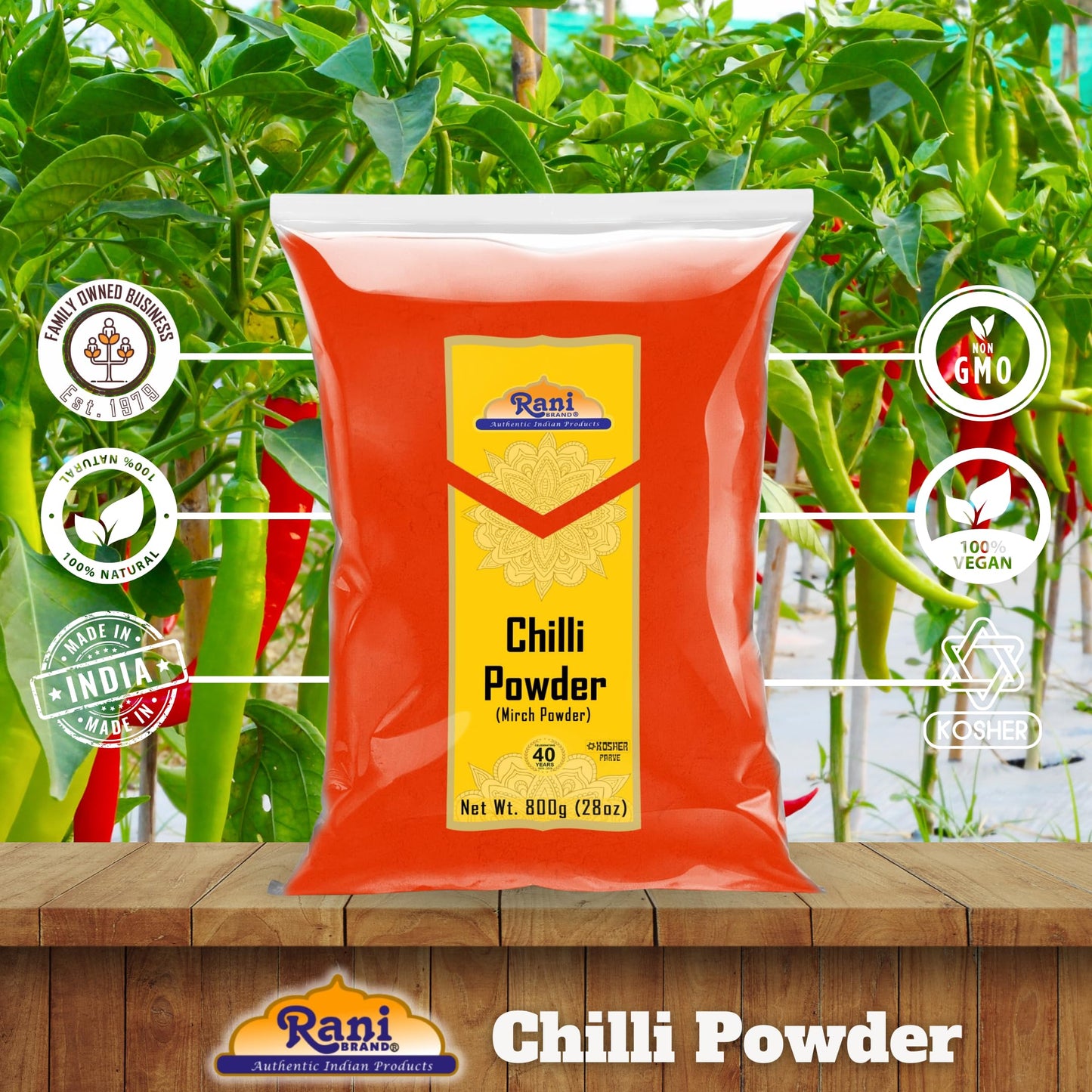Rani Chilli Powder (Mirchi) Ground Indian Spice 28Oz (800G) ~ All Natural | Salt-Free | Vegan | No Colors | Gluten Friendly | No