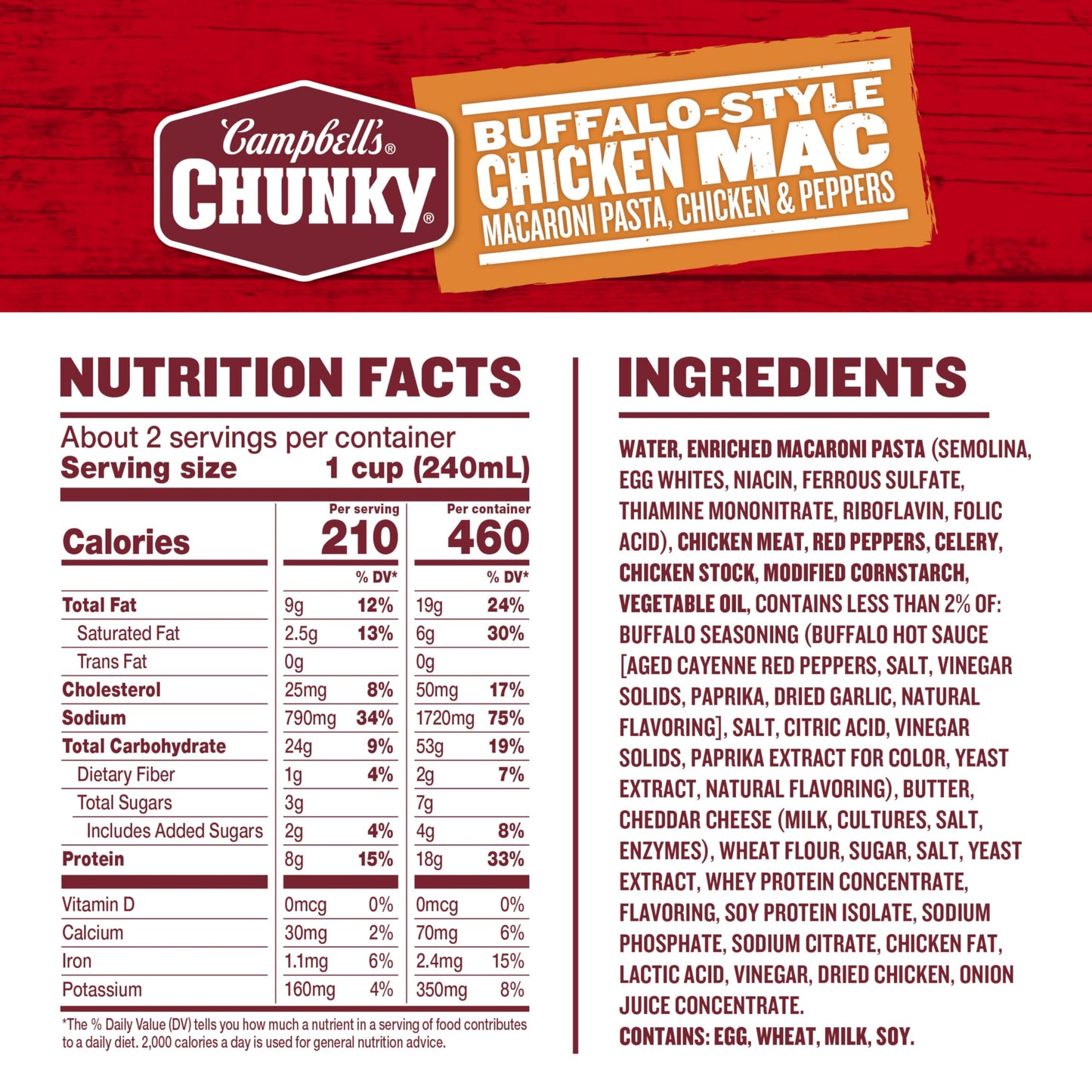 Campbells Chunky Buffalo-Style Chicken Mac Soup, 18.8 oz Can (12 Pack)