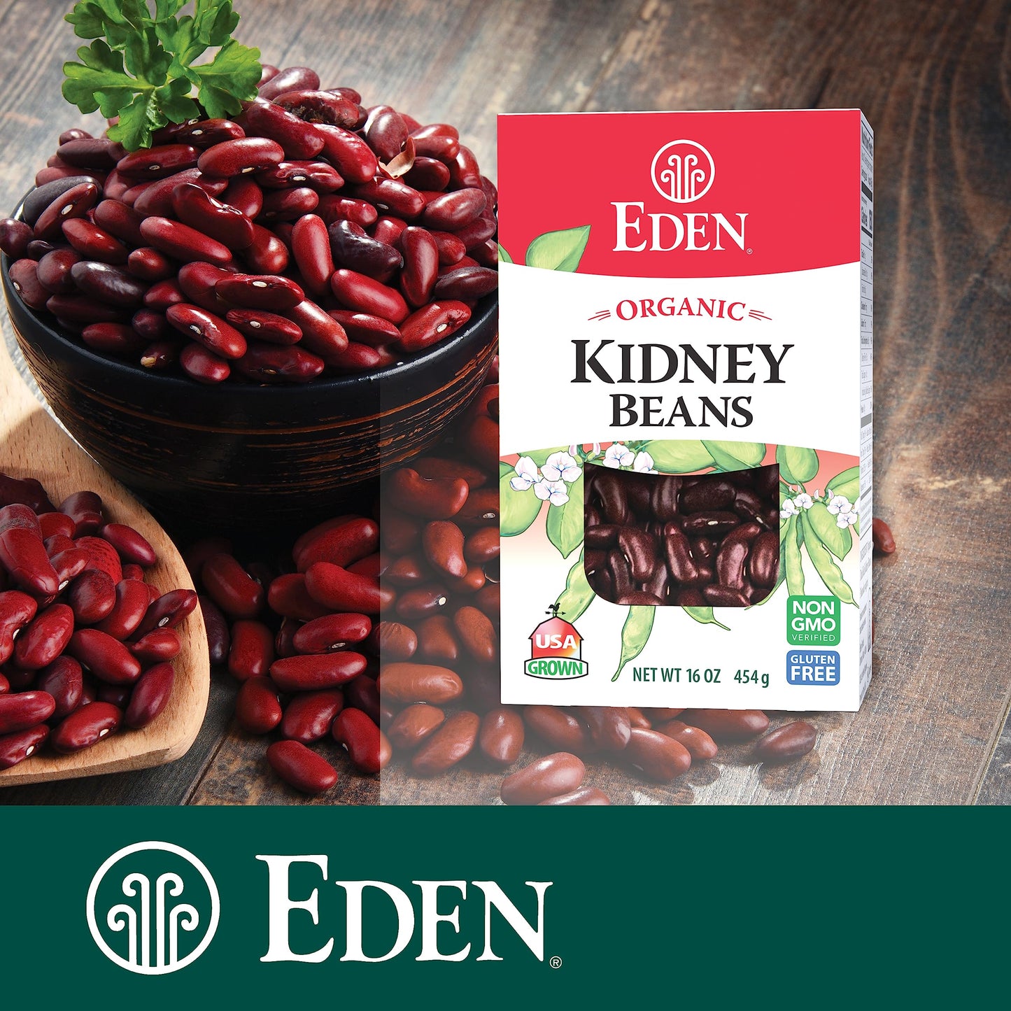 Eden Organic Dark Red Kidney Beans, Dry, Usa Grown, Non Gmo, 16 Oz Box