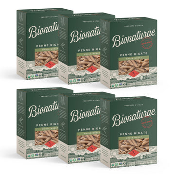 Bionaturae Penne Rigate Pasta Noodles - Whole Wheat Pasta, Kosher Certified, High Protein, Non-GMO Verified, USDA Certified, Who