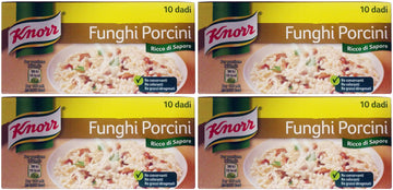 Knorr: ''Funghi Porcini'' Bouillon Cubes, Porcini Mushrooms Taste * Pack of 4 10-Cubes Boxes, 10g Each Cube * [ Italian Import ]