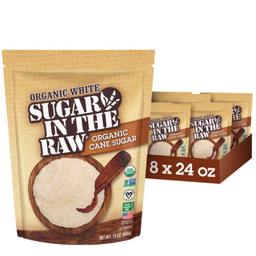 Sugar In The Raw Organic Granulated White Premium Cane Sugar, No Erythritol, Pure Natural Sweetener, Hot & Cold Drinks, Coffee, 