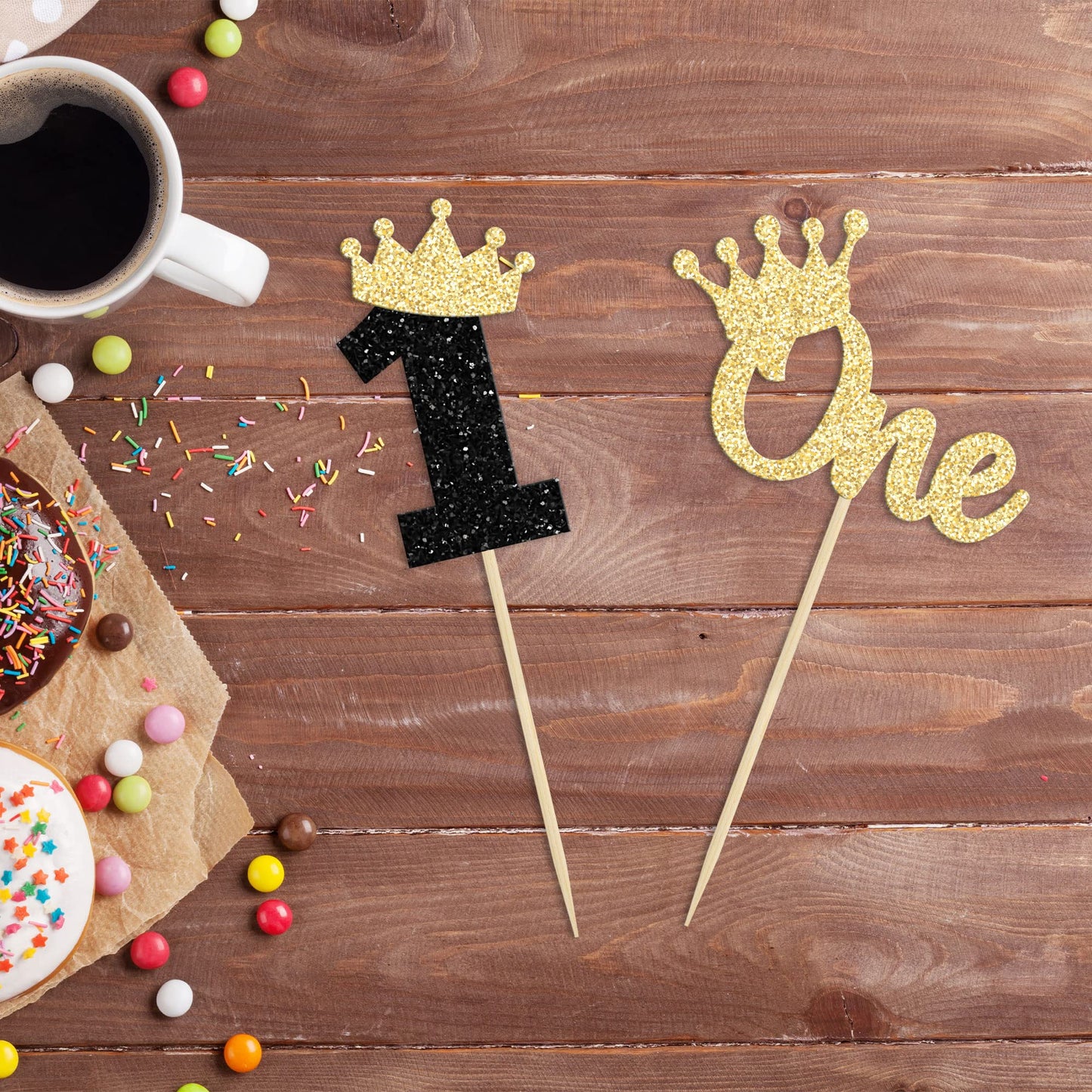24Pcs One Wild Cupcake Toppers Glitter Crown 1St Birthday Cupcake Picks For Celebrating Kids First Birthday Anniversary Boho The