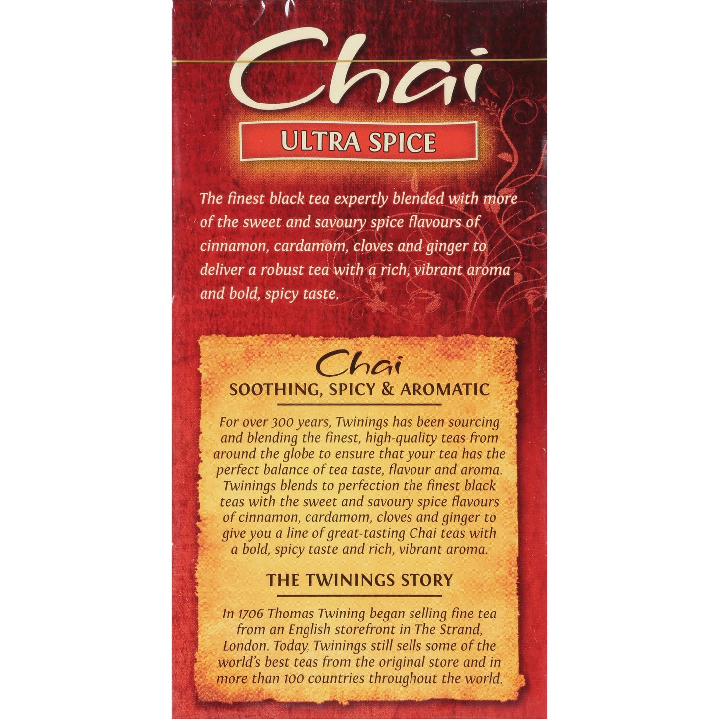 Twinings Chai Tea, Ultra Spice Chai Tea Bags With Cinnamon, Ginger, Cardamon, Clove For A Spicy Chai Tea Latte, 20 Tea Bags